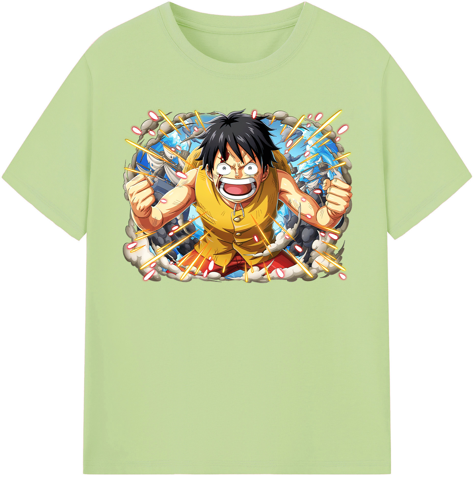 ワンピース モンキー・D・ルフィ ONE PIECE Monkey D. Luffy 綿100％半袖Tシャツ（フロントプリント）